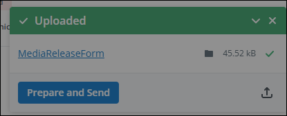 Upload message once document has been uploaded